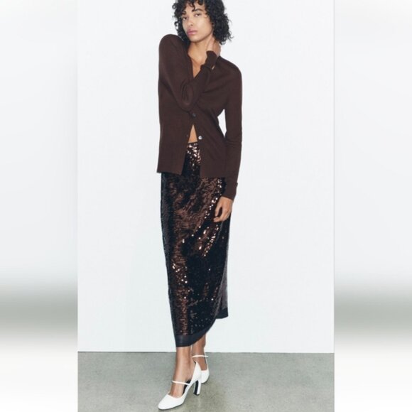 ZARA SEQUIN SKIRT - Picture 2 of 8